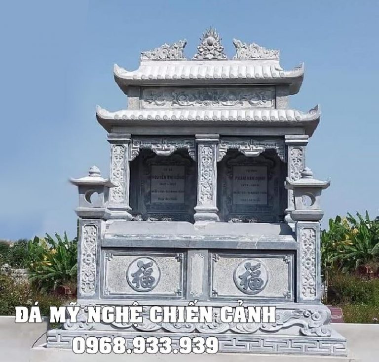 Mẫu Mộ đá đôi hai mái đẹp cho Ông Bà/Cha Mẹ