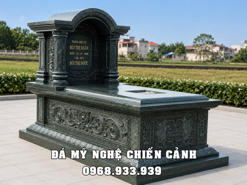 Mẫu Mộ Đá 1 mái - Mộ 1 mái đẹp đá xanh rêu Thanh Hóa