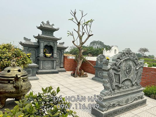 Lăng Mộ đá gia đình bằng đá xanh rêu