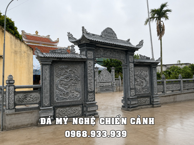 Mẫu Cổng đá 1 mái đẹp - Cổng 1 mái Nhà thờ họ