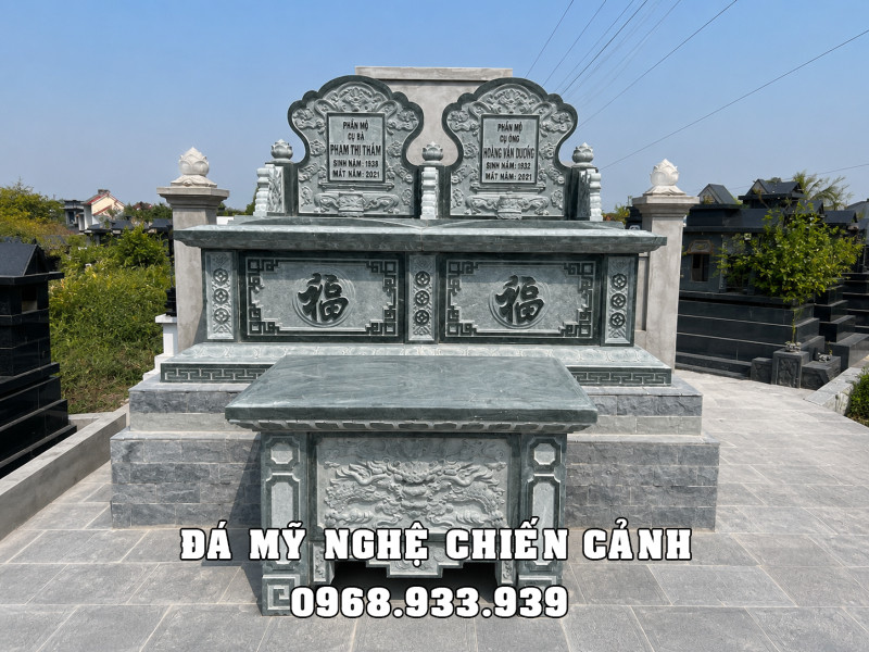 Xây Mộ, Sửa Mộ cho Ông Bà bằng Mẫu Mộ đá đôi bành không mái