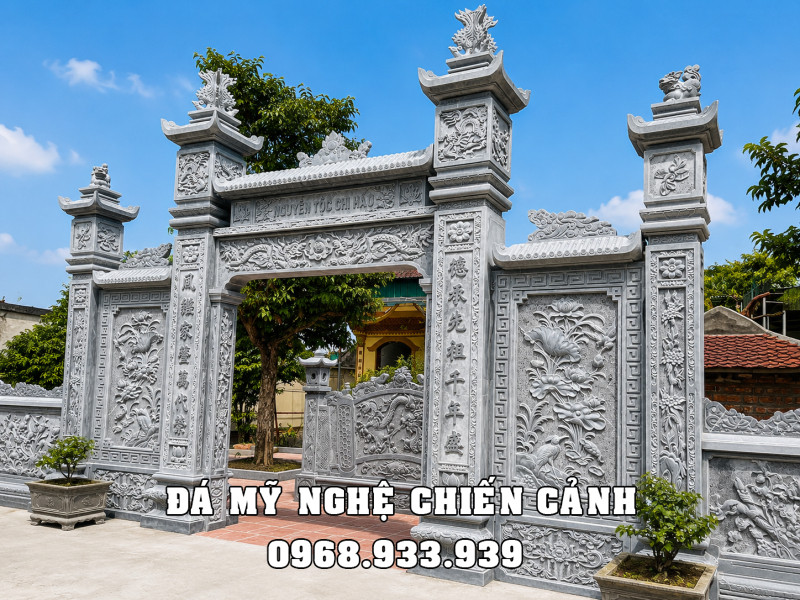 Cổng đá Nhà thờ tổ Nguyễn Tộc bằng đá xanh Thanh Hóa