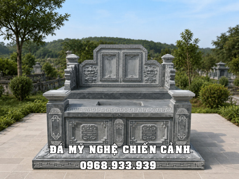 Mẫu Mộ Đá Đôi Cho Cha Mẹ - Mộ Đôi Đá Xanh Rêu