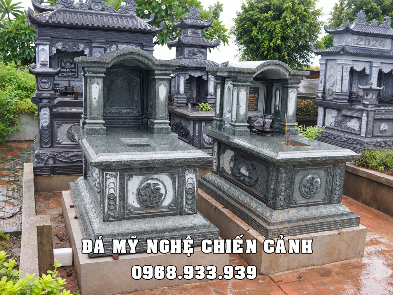 Mộ đá 1 mái vòm đá granite xanh Bình Định tại Ninh Bình